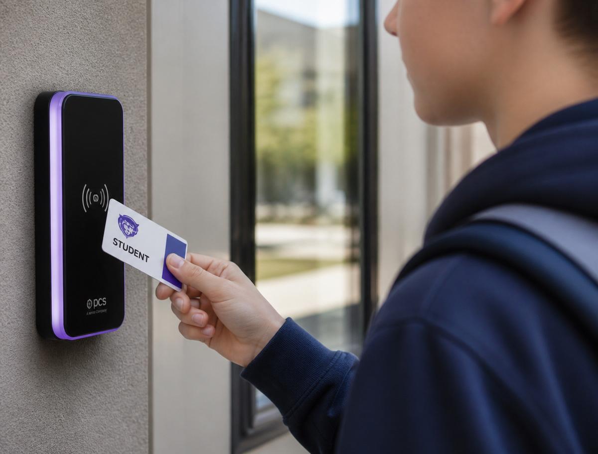 Estudiante ingresando al plantel con credencial RFID